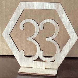 Wooden Hexagon Table Numbers 1 - 40